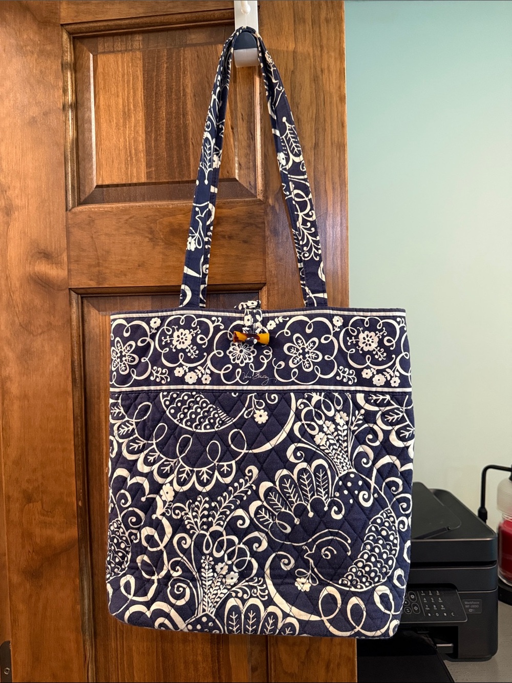 Vera Bradley Navy and White Quilted Floral Tote
